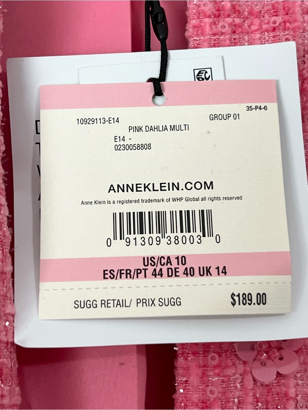 Anne Klein Pink Dahlia Sequin Tweed Collarless Jacket - Picture 4 of 9